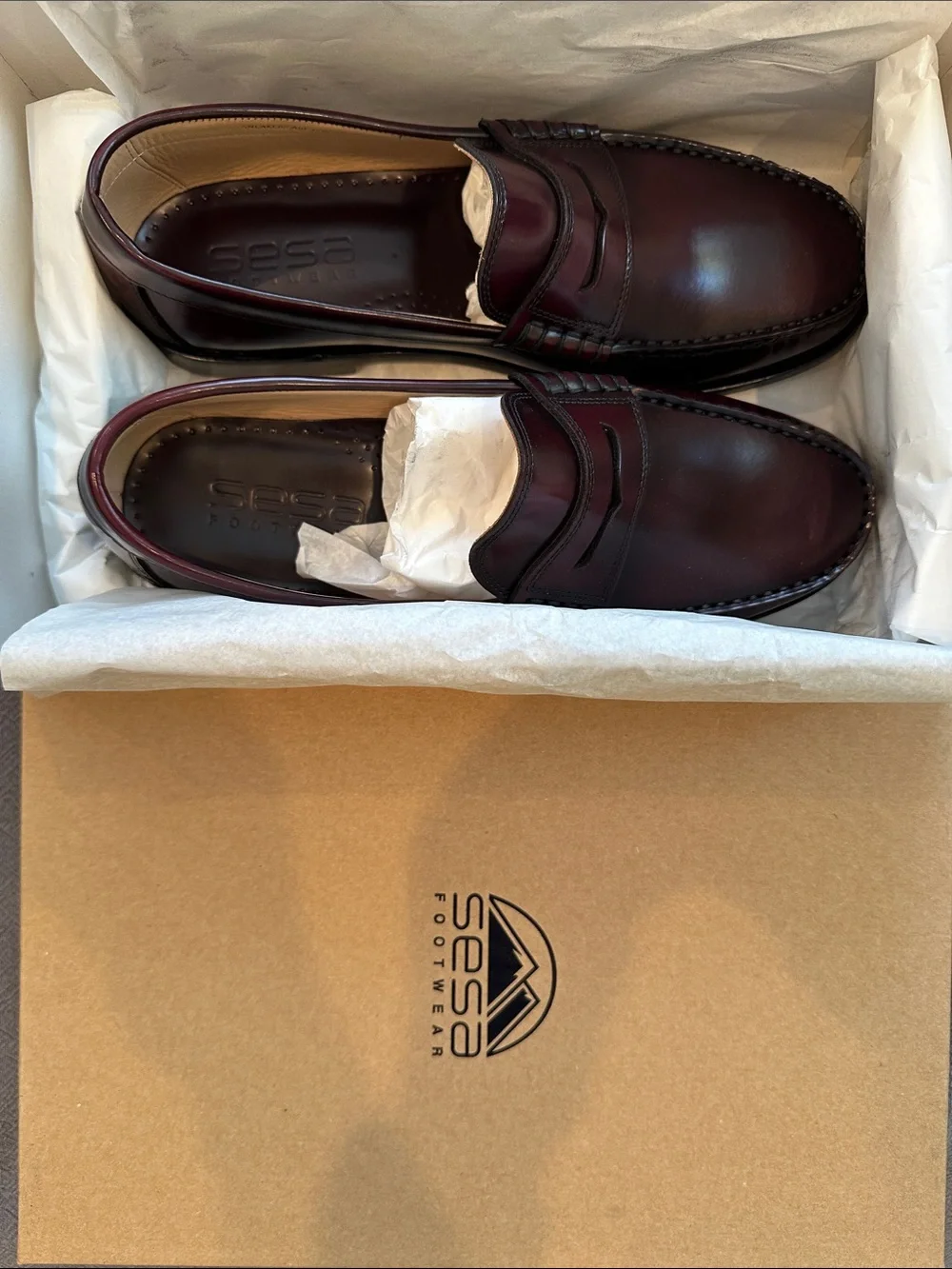 Sesa New York Loafer Brother in Chianti- Classic Leather Slip-Ons - Size 44.5